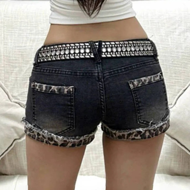 Vintage Denim Y2K Shorts Frauen Grunge Coquette Low Rise Skinny Jeans Shorts